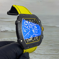 Nouvelle montre mécanique de luxe pour homme en fibre de carbone ultra-légère 67-02 avec grand engrenage à 12 heures, cadeau d'anniversaire