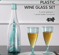 Vente en gros bon marché Bouteilles vert rose bleu clair Ensemble de gobelets Grands verres à vin colorés en plastique vintage avec logo personnalisé pour la fête