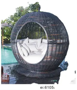 Apple yuvarlak bahçe veranda cabana hasır plastik gölgelik şezlong resort rattan UV sedir yastık ile