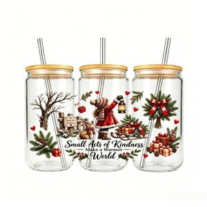 Nouvelles étiquettes autocollantes personnalisées en impression UV DTF, style dessin animé, <span class=keywords><strong>3D</strong></span>, imperméables, pour le festival de Noël, transferts pour gobelets Libby - Product Image 4