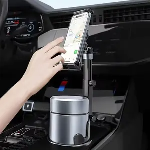 Tempat ponsel cangkir mobil, dudukan telepon dasbor multifungsi, pemasangan tengah Tumpuk, hitam PP + ABS + silikon pengatur minuman Interior mobil - Product Image 2