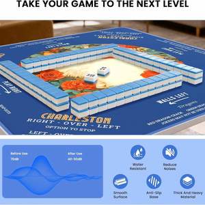 Tapis de Mahjong FX populaire, imprimé chats européens et américains, pour jeux de société, règles anglaises complètes, imperméable, résistant à l'usure, bords soudés - Product Image 4