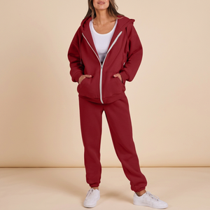 Ensemble de survêtement décontracté pour femmes HIPPO, en polaire d'hiver, à capuche, anti-odeur, confortable, coupe ample - Product Image 3