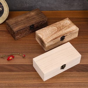 Caja de Almacenamiento Rectangular de Madera Maciza 20x10x6cm, Caja para Joyas con Tapa Abatible, Caja Decorativa para Empaque General - Product Image 1