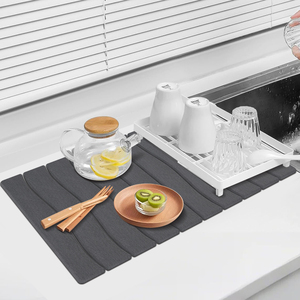 Vajilla plegable de diatomita para cocina, platos de piedra de agua, esteras absorbentes de secado de drenaje, almohadilla para encimera de cocina, antideslizante - Product Image 1