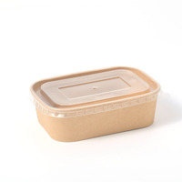 Aangepaste bedrukte logo eco-vriendelijke composteerbare kraft papieren rechthoekige saladebox deksel duurzaam wegwerpbaar magnetronbestendig lunchbox