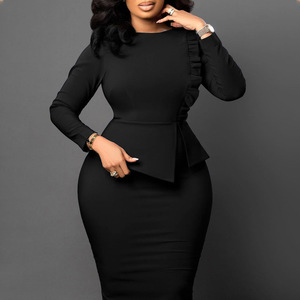 All'ingrosso Plus Size Women Office Wrap Mid Dresses Ladies Casual abiti da lavoro formali elegante Business Dress <span class=keywords><strong>abbigliamento</strong></span> <span class=keywords><strong>donna</strong></span> - Product Image 6
