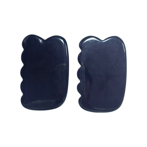 Grand gratteur Gua Sha en obsidienne noire ondulée, pierre de cristal polie pour sculpter la mâchoire et soulager les tensions musculaires du corps - Product Image 2
