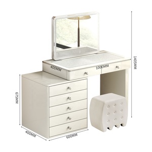 Toeletta Moderna con Specchio LED a 3 Colori e 7 Cassetti, Tavolo da Trucco <span class=keywords><strong>per</strong></span> Camera da Letto <span class=keywords><strong>per</strong></span> Ragazze e Donne - Product Image 3