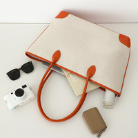 Sac fourre-tout spacieux en lin et PU, sac à bandoulière minimaliste pour femme avec boucle métallique, design durable pour toutes les saisons
