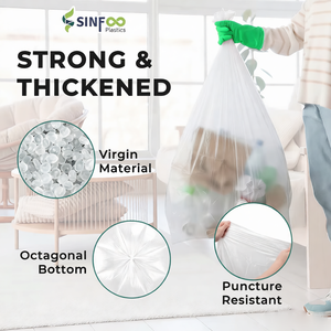 Sacs poubelles transparents robustes en gros, multi-usages, 33 gallons, pour la maison, le recyclage, les entrepreneurs, le stockage, l'extérieur - Product Image 2