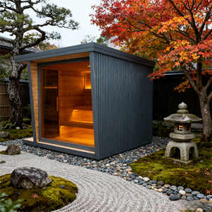 10% de Descuento en Sauna de Madera para Exteriores con Vestuario, Sauna Exterior con Vidrio Panorámico para 6-8 Personas, Spa de Jardín - Product Image 1