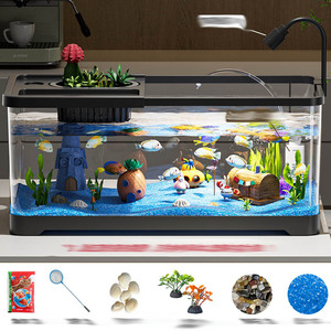 Beginners aquariumset, 6-9-delige set met verlichting & <span class=keywords><strong>filter</strong></span>, semi-gesloten Betta-kom voor kleine vissen - Product Image 1