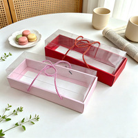 Boîte Cadeau Longue Transparente en PET pour Boulangerie avec Poignée en Corde, Idéale pour Gâteaux Roulés, Macarons, Pâtisseries et Desserts à Emporter – Vente en Gros