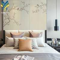 Papiers peints chinoiserie personnalisés de luxe, imprimés en 3D, peints à la main, brodés, floraux, rouleaux de papier peint mural pour les murs
