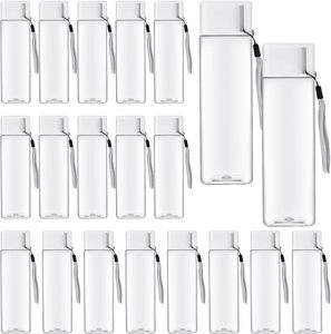 Custom Logo 480ml PET Plastic Reusable Direct Drinking Sports <b>Bottle</b> Screw-On Lid Transparent Square Design for Hiking Travel - Product Image 1