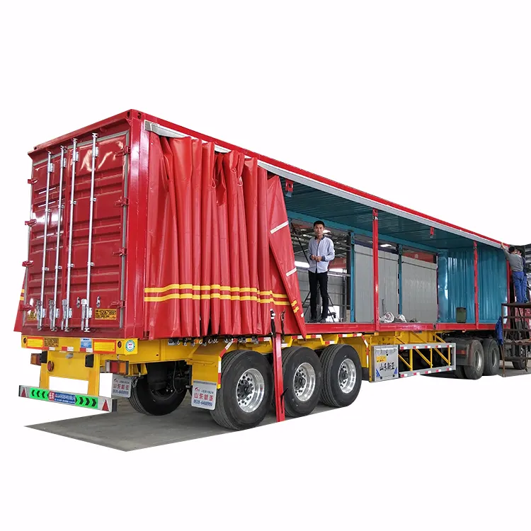Trung Quốc Thực Hiện Trailer Container Twist Khóa 12R22.5 Rèm Bên Semitrailer