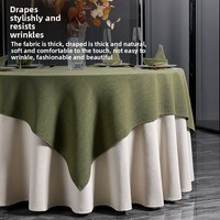 Nappe de table en coton et lin pour hôtel et restaurant, style simple, forme ronde, lavable, tissu personnalisé commercial