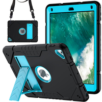 Casing Anti Benturan untuk iPad 9.7 2017 2018 Air 2 Pro 9.7 Gen Hard Shell dengan Stand, Pelindung Silikon PC dan Tali Bahu