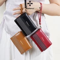 Dompet Wanita Kulit PU Panjang Gaya Eropa-Amerika Modis, Nuansa Mewah, Kapasitas Besar, Banyak Slot Kartu, Impor