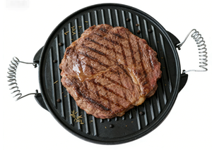 Poêle à griller classique en fonte pré-culottée, matériau métallique durable, écologique et alimentairement sûr pour rôtir et sauter les légumes - Product Image 5