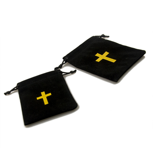 Pochette en velours personnalisée avec logo, pour chapelet catholique romain, étui à chapelet rose pour cadeaux de baptême et d'église - Product Image 3