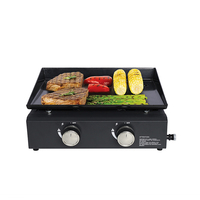 Gril de table portable à gaz 1 brûleur en acier émaillé, barbecue d'extérieur sur chariot, hauteur réglable, sécurité flamme