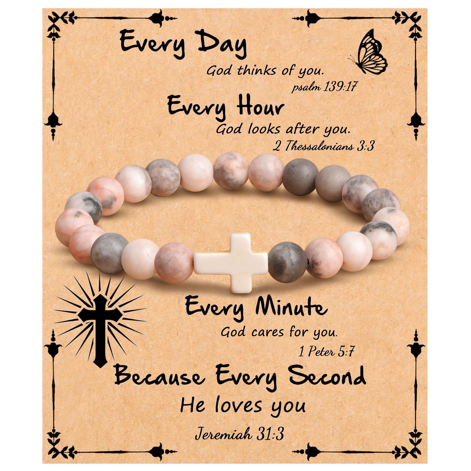 Bracelet Zèbre Rose - Chaque jour, Dieu pense à toi.