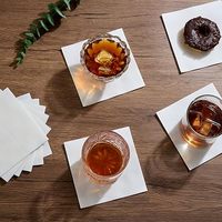 Lot de 50 serviettes jetables en lin blanc 1/4 plis pour desserts et boissons pour la fête de mariage