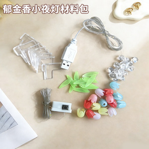 DIY Tulip Night <b>Light</b> Kit USB Led Colorful Flower <b>Leaf</b> Diamond Accessories For Handmade Craft Projects - Product Image 2