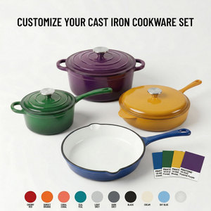 E-Top - Ollas y Sartenes de Cocina al por Mayor, Color Personalizable, <span class=keywords><strong>Olla</strong></span> y Sartén de Hierro Fundido Esmaltado con Tapa para la Cena Familiar - Product Image 2