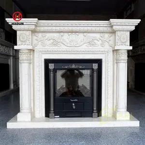 Lussuosi caminetti in marmo intagliato a mano in pietra naturale con decorazione d'interni Surround