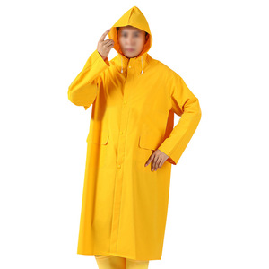 Yellow One-piece <b>Raincoat</b> Long Length PVC Waterproof With Hood For Camping Universal Size - Product Image 4