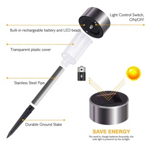 Todo en un poste de acero inoxidable decoración impermeable al aire libre camino palo LED de energía <span class=keywords><strong>Solar</strong></span> jardín luz con interruptor - Product Image 5