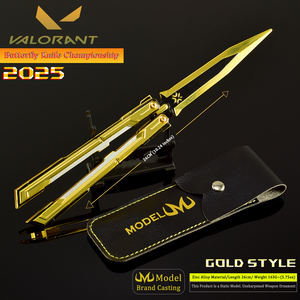 Cuchillo de mariposa Valorant 2025 Champions de 25CM, aleación de Zinc, mango dorado/Negro, decoración de escritorio coleccionable, accesorio de Cosplay periférico Esports - Product Image 4