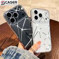 Coque de téléphone transparente antichoc à texture écran brisé, motif géométrique craquelé, protection pour iPhone 18/17/16 Pro Max