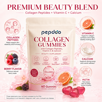 Gummies de collagène aux peptides saveur baies, 60 unités, complément beauté, emballage personnalisé, vente en gros avec vitamine C et calcium