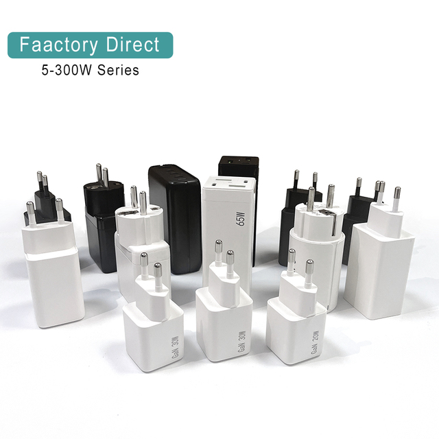 Factory Direct CE KC CB 100W 65W 45W 35W 30W 25W 20W PD QC Wall Type C Fast Mobile GaN Phone Charger for Apple iPhone Samsung