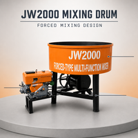 Bétonnière à moteur diesel JW2000, machine à mélanger le béton à bouche plate verticale, mélangeur de ciment pour la construction