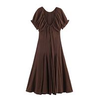 Robes longues d'été décontractées pour femmes, 3 coloris, col en V, à lacets, manches courtes, couleur unie, tendance