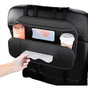 Neue PU-Leder Auto-Aufbewahrungstasche Kopfstützen-Organizer Universelle Deko-Aufbewahrungsbox Getränkehalter Taschentuchbox für Rücksitz - Product Image 1