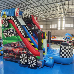 Promotion : Château gonflable combiné avec toboggan, thème voiture <span class=keywords><strong>de</strong></span> course et <span class=keywords><strong>camion</strong></span>, pour usage extérieur et intérieur - Product Image 1