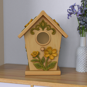 Toptan Özel Çiçek Desenli Çevre Dostu Moda Açık Hava Reçine Kuş Yuvası Bahçe Dekoru için Zamansız Dayanıklı Kuş Evi Premium - Product Image 5