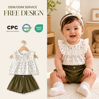 Ensemble de vêtements pour bébé fille en coton d'été, motif floral, tenue décontractée pour nourrisson, OEM