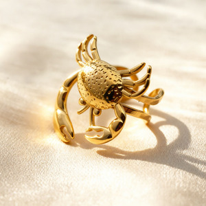 New unique ocean themed stainless steel crab open <b>ring</b> for women fashionable vacation stainless steel <b>ring</b> - Product Image 1