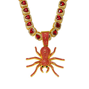 Collar con Colgante de Araña Roja, Diseño Popular de Hip Hop, Estilo Punk, Chapado en Oro y Plata, para Hombre, Joyería de Moda al por Mayor - Product Image 6