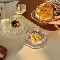 Creatieve glazen schaal in Scandinavische stijl, voor koude gerechten, fruit, soep, saus, azijn, onregelmatige vorm, eetgerei.