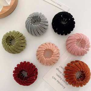 Velvet Expandable <strong>Hair</strong> Bun Claw <strong>Clip</strong> for Women Girls Stretchable <strong>Bird</strong> <strong>Nest</strong> Shape Fixed Claws for Updo High Ponytail <strong>Hair</strong> Loops - Product Image 1