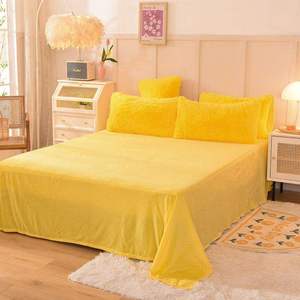 Parure de lit en velours en promotion, épaisse, <span class=keywords><strong>chaude</strong></span>, <span class=keywords><strong>moelleuse</strong></span> <span class=keywords><strong>et</strong></span> douce, 4 pièces, idéale pour l'hiver des filles, couleur jaune - Product Image 2