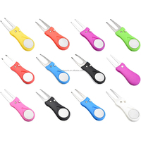 Accessoires de golf portables, équipement de parcours de golf, outil de réparation de divots pliable en plastique SS à motif vierge, type Switchblade